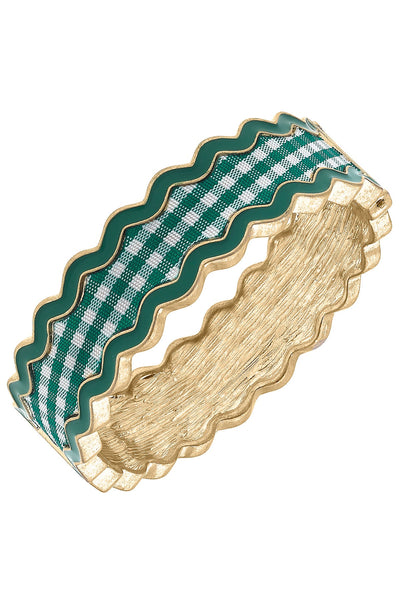Annalise Gingham Statement Bangle in Green