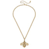 Helena Bee Charm Necklace in Worn Gold