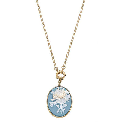 Emilie Resin Pendant Necklace in Wedgwood Blue
