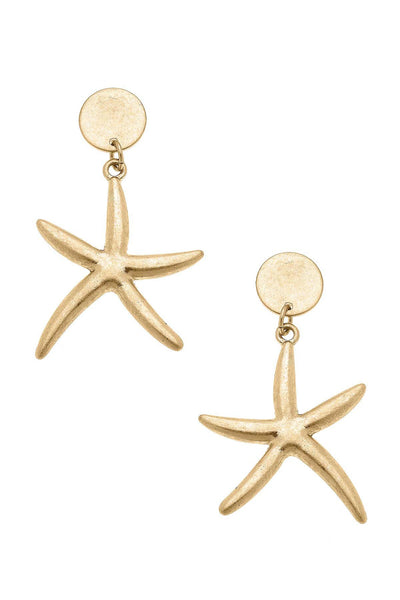Starfish Statement Earrings in Worn Gold