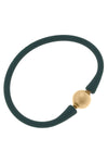Bali 24K Gold Plated Ball Bead Silicone Bracelet in Hunter Green