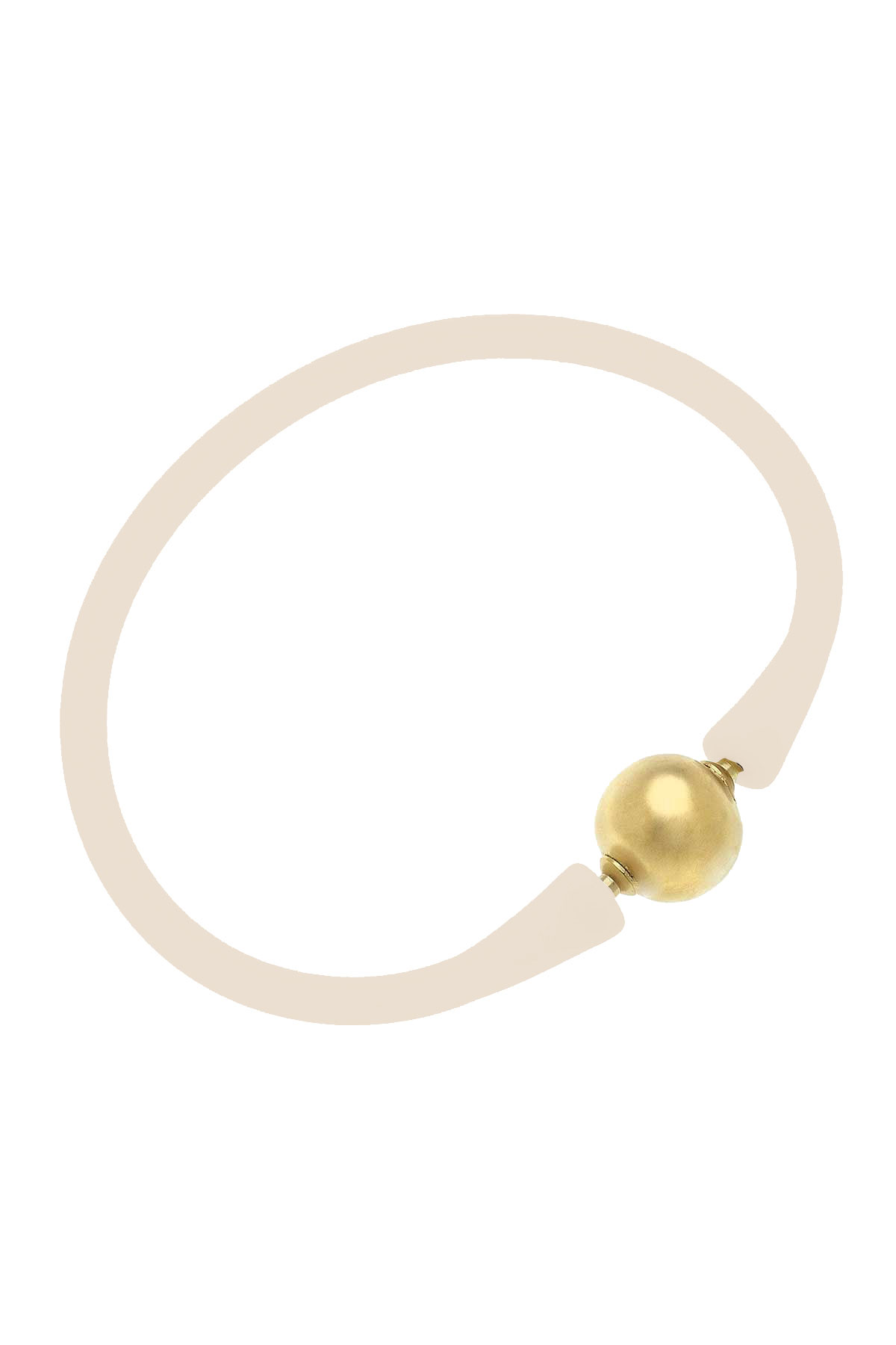 Bali 24K Gold Plated Ball Bead Silicone Bracelet in Eggnog