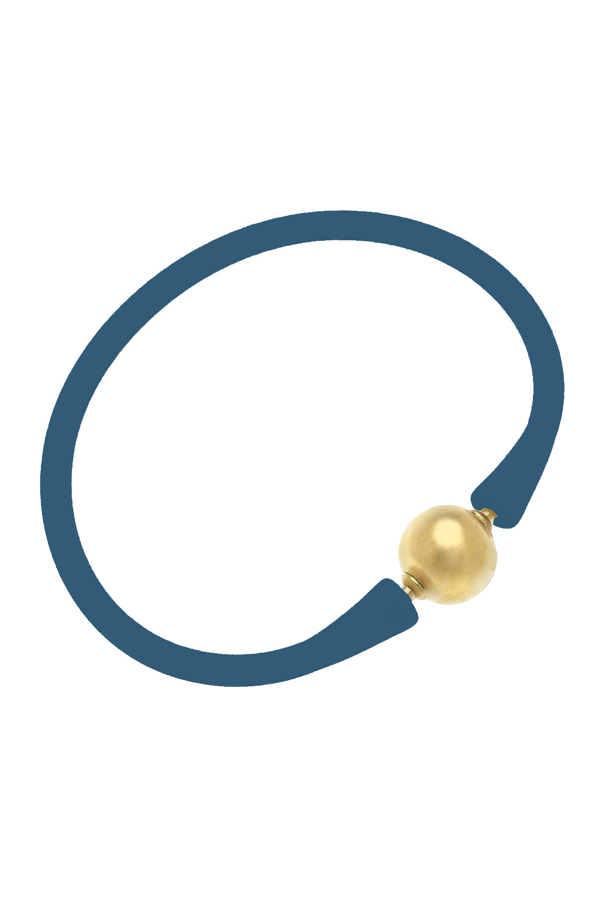 Bali 24K Gold Plated Ball Bead Silicone Bracelet in Midnight Blue