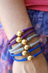Bali 24K Gold Plated Ball Bead Silicone Bracelet in Plum
