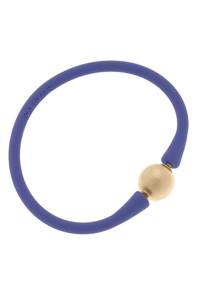 Bali 24K Gold Plated Ball Bead Silicone Bracelet in Periwinkle