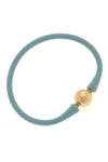 Bali 24K Gold Plated Ball Bead Silicone Bracelet in Seafoam Green