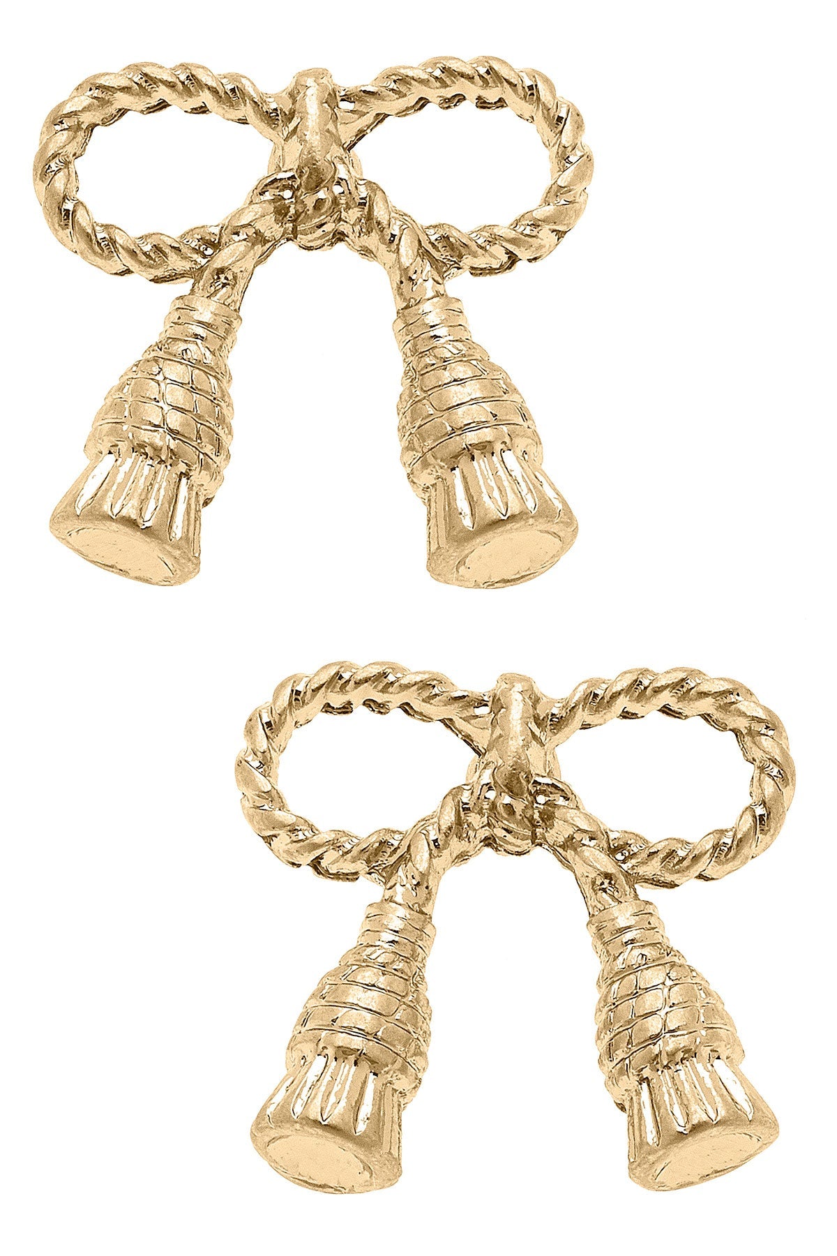 Daisy Bow Stud Earrings in Worn Gold