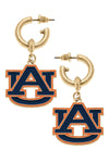 Auburn Tigers Enamel Drop Hoop Earrings