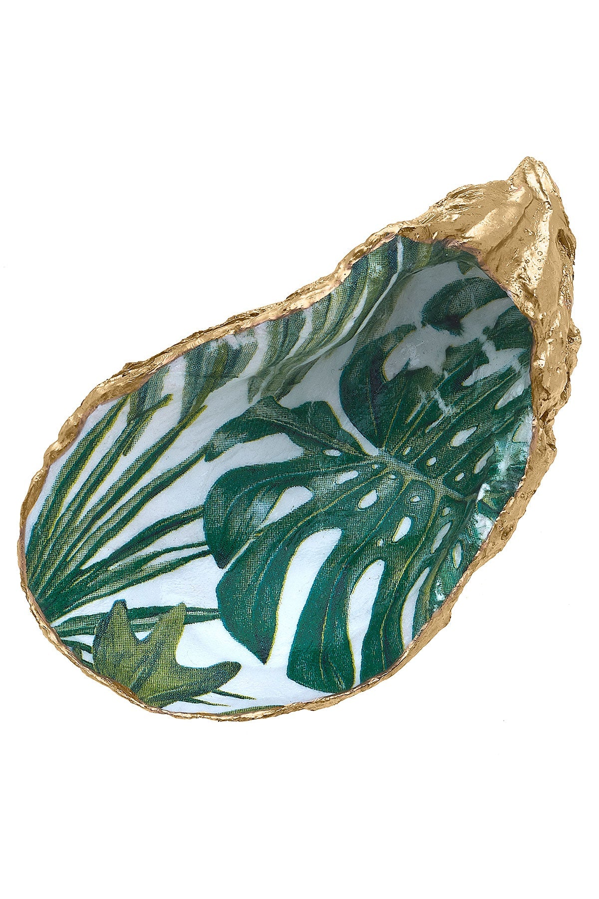 Brooks Decoupage Oyster Ring Dish in Green & White