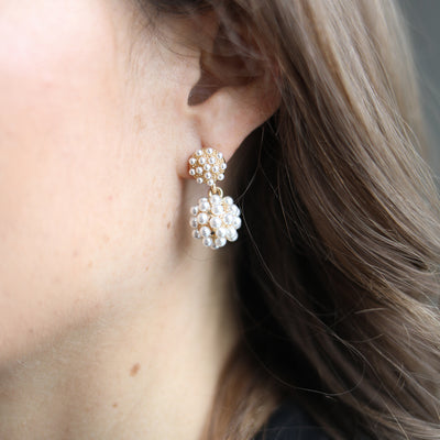 Jordan Pearl Cluster Drop Earrings in Ivory