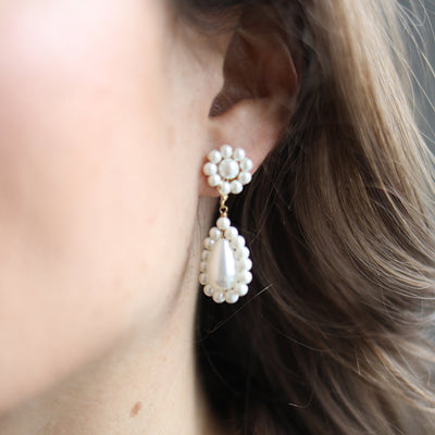 Evelyn Pearl Teardrop Earrings in Ivory
