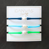 Bali Freshwater Pearl Silicone Bracelet Stack of 3 in Navy, Aqua & Green