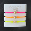 Bali 24K Gold Silicone Bracelet Stack of 3 in Neon Pink, Neon Orange & Neon Yellow
