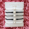 Bali Freshwater Pearl Silicone Bracelet Stack of 5 in White, Black & Black Gingham
