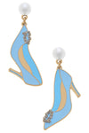 Carrie Enamel & PavÃ© Wedding Pump Earrings in Blue & White