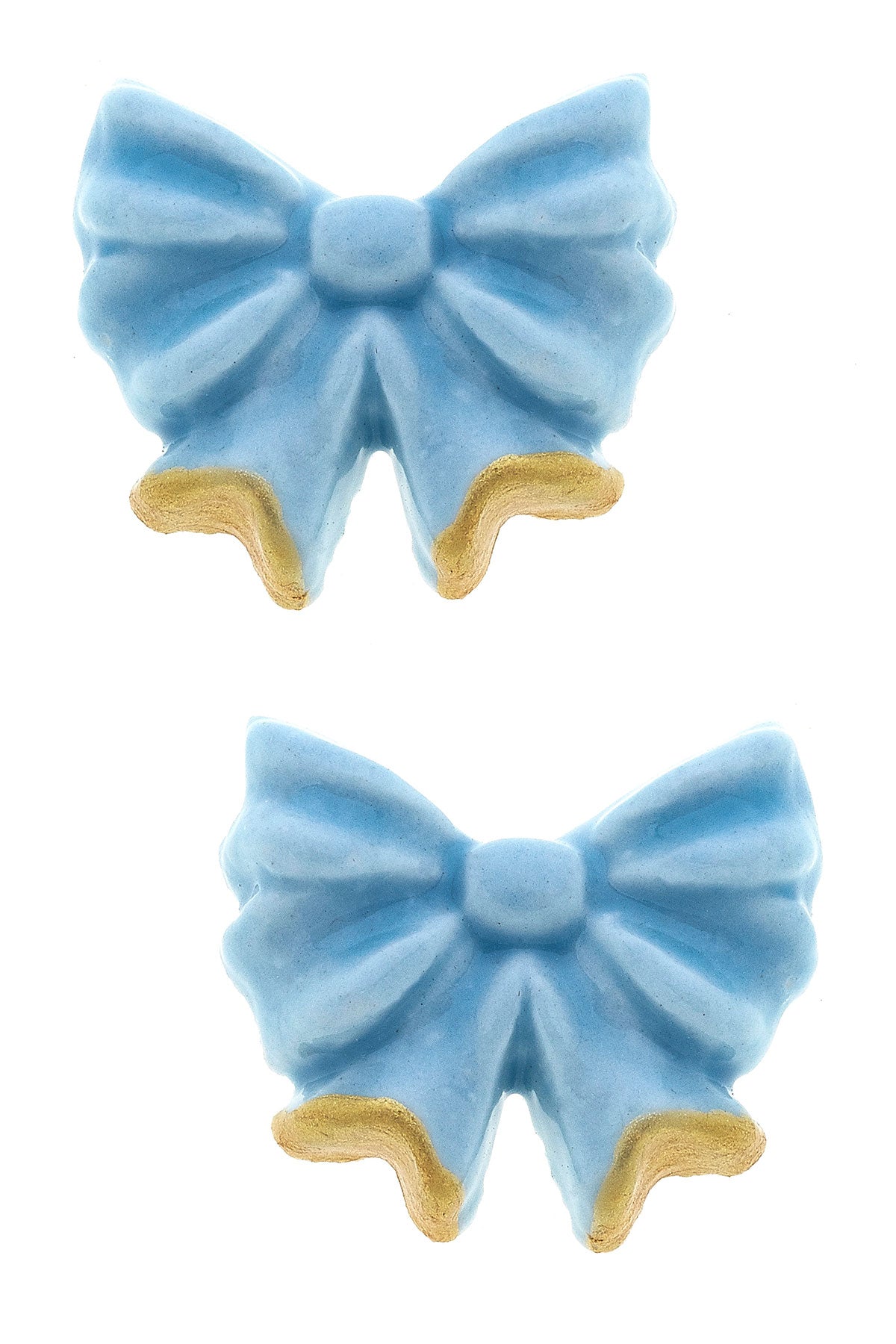 Lucy Porcelain Bow Stud Earrings in Blue