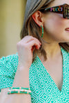 Celeste Enamel Bamboo Hoop Earrings in Green