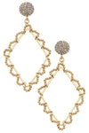 Kyle Bead & PavÃ© Open Diamond Drop Earrings in Worn Gold