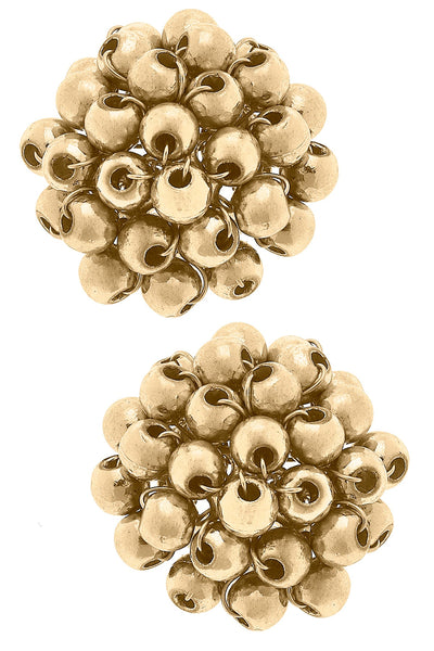 Jolene Seed Bead Statement Stud Earrings in Worn Gold
