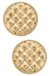 Connell Quilted Metal Disc Stud Earrings in Worn Gold