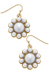 Caine Pearl Flower Drop Earrings in Ivory