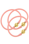 Bali 24K Gold Bracelet Set of 3 in Light Pink