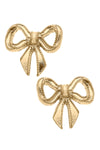 Dominique Bow Stud Earrings in Worn Gold