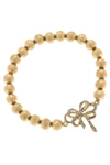 Carina PavÃ© Bow Ball Bead Stretch Bracelet in Worn Gold