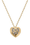 Rylan PavÃ© Bow Heart Pendant Necklace in Worn Gold
