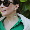 Gwen Enamel Giraffe Earrings in Green & Brown