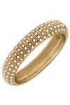 Jackie Pearl-Studded Statement Hinge Bangle in Ivory