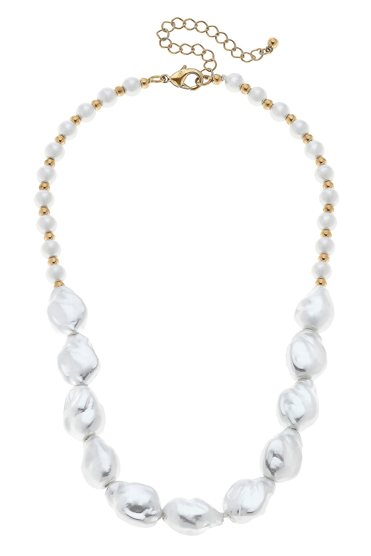 Summer Baroque Pearl & Seed Bead Necklace in Ivory
