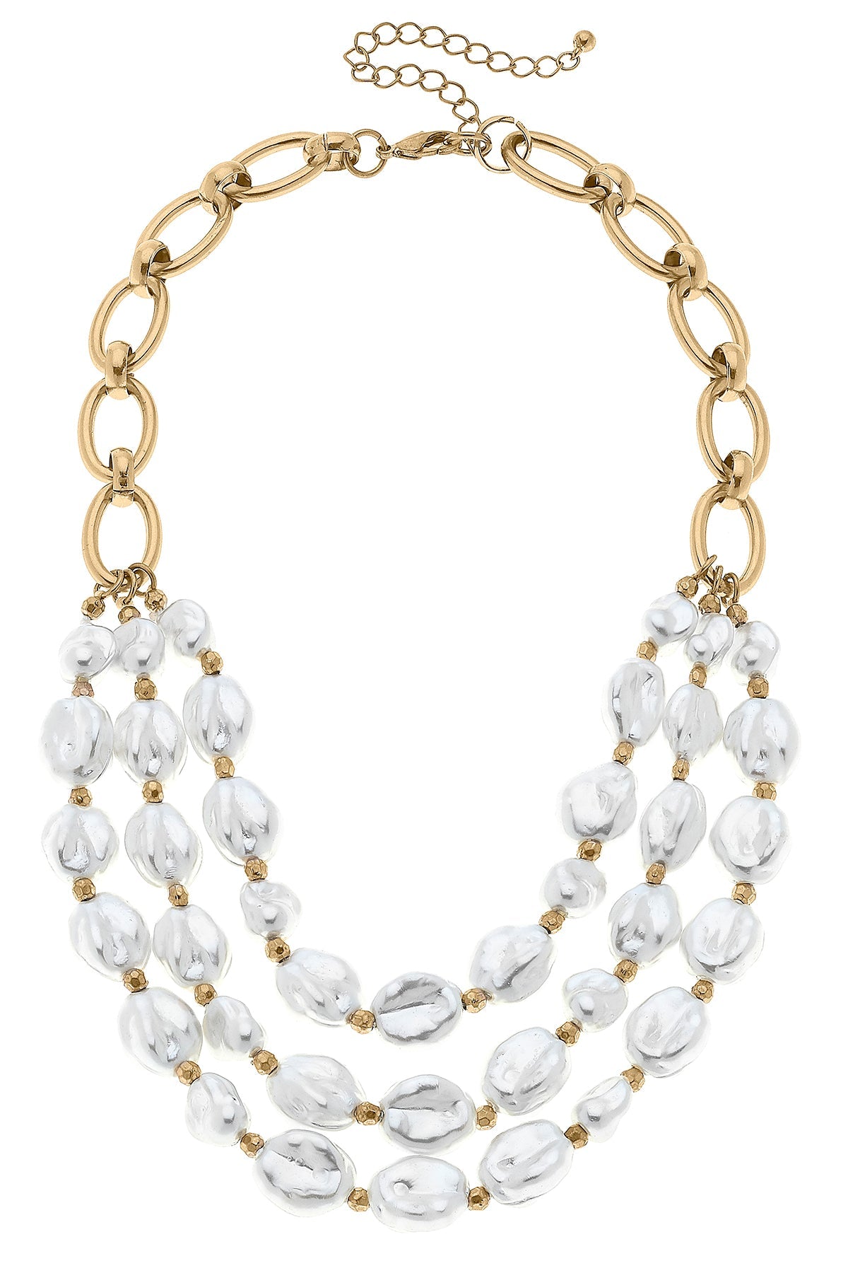 Valencia Layered Baroque Pearl Necklace in Ivory