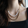 Delphi Layered Baroque Pearl & Ball Bead Chain Necklace in Worn Gold
