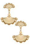 Bernadette French Fan Drop Earrings in Worn Gold