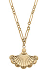 Yvonne French Fan Pendant Necklace in Worn Gold