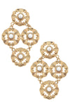 Orleans Acanthus & Pearl Chandelier Earrings in Worn Gold