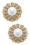 Saoirse Pearl & Rhinestone Stud Earrings in Ivory