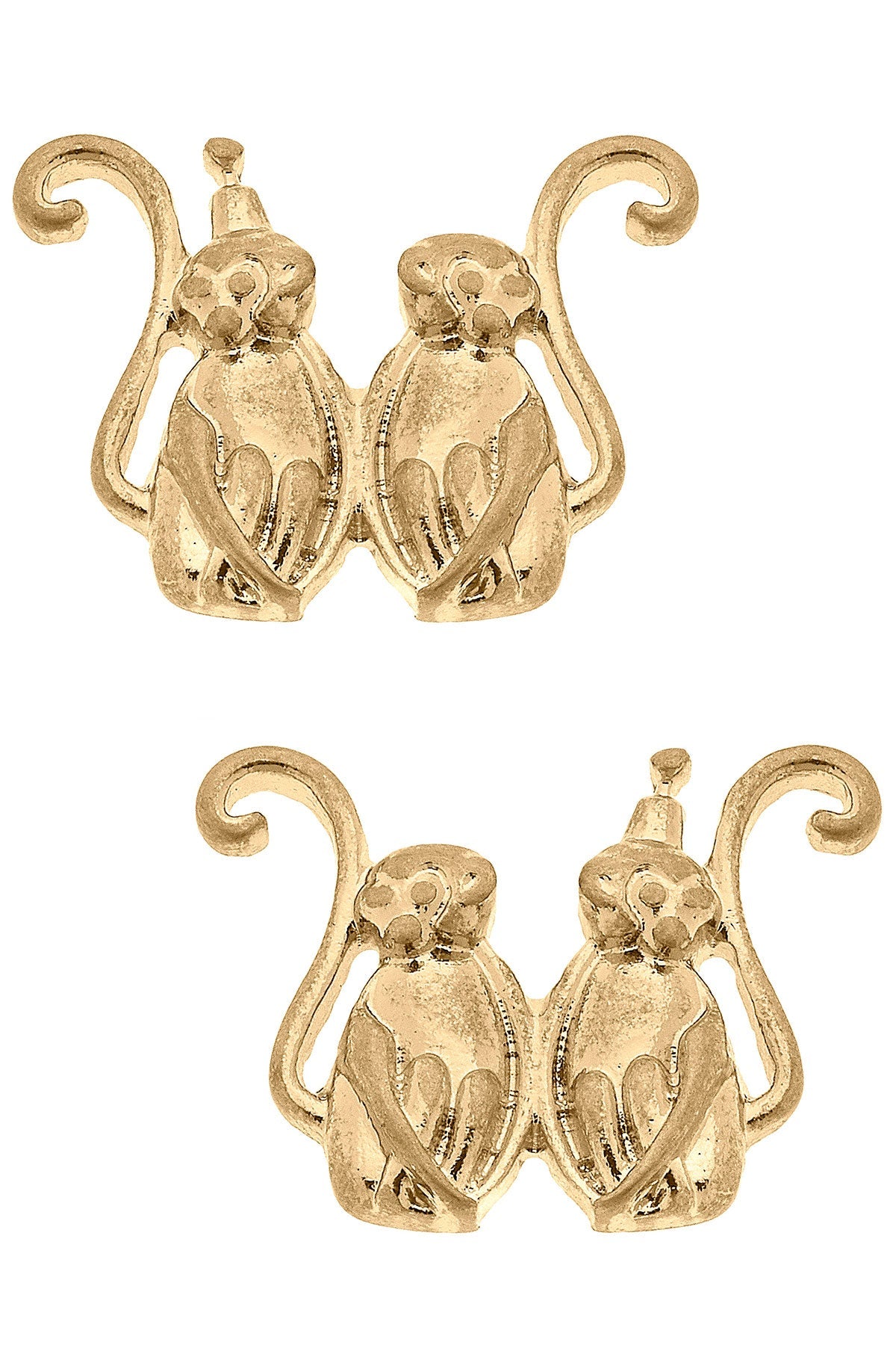 Taylor Monkey Stud Earrings in Worn Gold