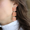 Gretchen Game Day Greek Keys Linked Enamel Earrings in Orange