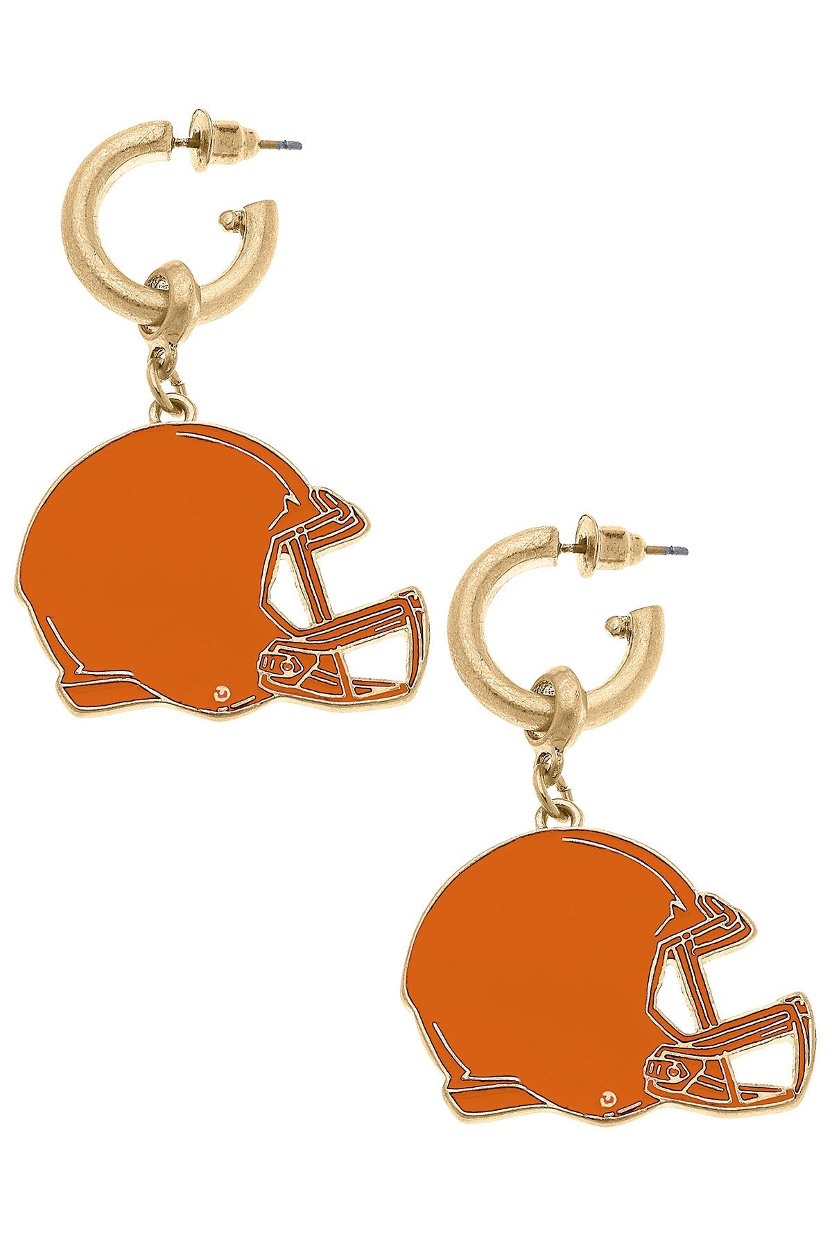 Game Day Football Helmet Enamel Earrings in Burnt Orange
