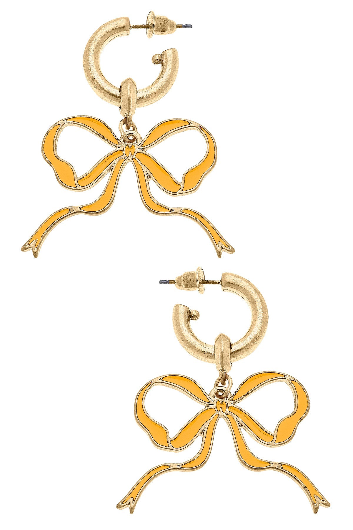 Veronica Game Day Bow Enamel Earrings in Yellow