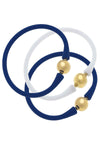 Bali Game Day 24K Gold Bracelet Set of 3 in Royal Blue & White