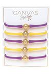 Bali Game Day 24K Gold Bracelet Set of 5 in Purple & Yellow