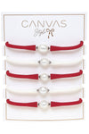 Bali Game Day Freshwater Pearl Bracelet Set of 5 in Crimson & White