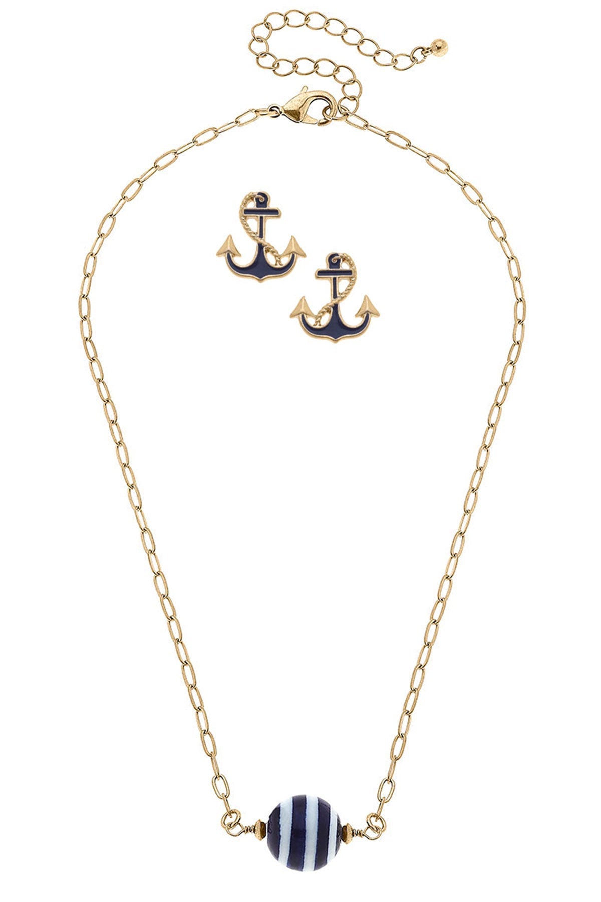 Ruby Nautical Necklace and Laura Anchor Earring Set