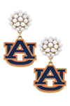Auburn Tigers Pearl Cluster Enamel Drop Earrings