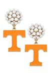 Tennessee Volunteers Pearl Cluster Enamel Drop Earrings