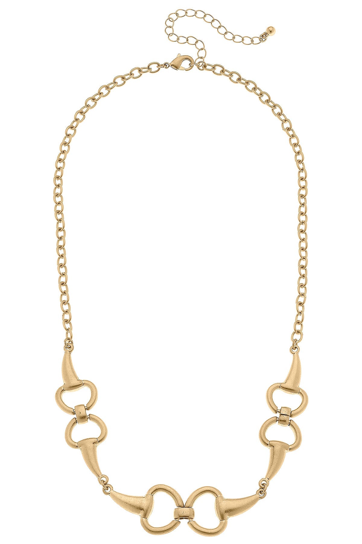 Grace Horsebit Chain Necklace in Worn Gold