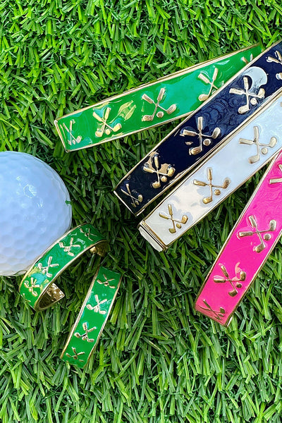 Briar Golf Club Enamel Hoop Earrings in Green